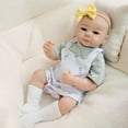 thumbnail image 1 of Cute Reborn Baby Dolls Cloth Body Realistic Baby Doll 20 Inch Lifelike Newborn Real Babies Eyes Open Reborn Toddler Handmade Weighted Poseable Dolls Sets for Kids, 1 of 4
