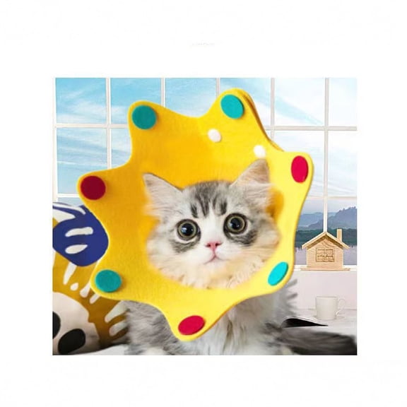 Cute Recovery Collar Soft Adjustable Cats Light-Weight -Licking Easy To Wear For Puppy, M(5.5-10Lb) Cats Soft Felt Sunflower Design Elizabethan Collar For Puppy & Cat, Cat