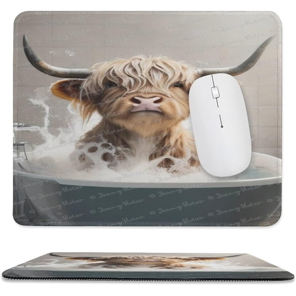 Cute Rectangle Gaming Mouse Pad, Funny Mouse Mat for Computer Desk Laptop Office Home Gaming Working Computers, Cow, Bathroom and Bathtub, Gifts for Christmas Birthday 10x12 Inch