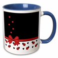thumbnail image 1 of 3drose, Cute Red Black Ladybugs Floating Hearts Red Ribbon, 11oz Two-tone Blue Mug, 1 of 6