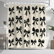 Cute Red Bow Shower Curtain 66x72 Inch with Hooks, Waterproof Polyester Bathroom Curtain, Preppy Aesthetic Kawaii Decor