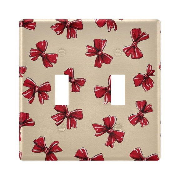 Cute Red Bows Light Switch Cover Electrical Outlet Cover Replaceable Wall Plates 2-Gang