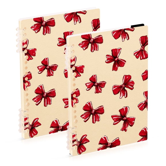 Cute Red Bows Notebook Detachable Coil Notebook Diary Plan Book A5 Size 60 Pages 1 Pack