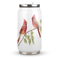 Cute Red Cardinal Couple on Branch Coffee Tavel Tumblers with Lid and Straw Stainless Steel Vacuum Insulated Mug Wine Glasses Tea Cup for Hot and Cold 300ml