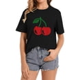 thumbnail image 1 of Cute Red Cherry Graphic Women's Summer Casual Short Sleeve T-Shirt, 1 of 6