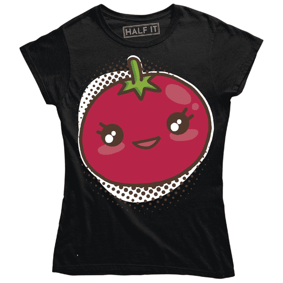 Cute Red Chubby Tomato With A Happy Expression Women's T-Shirt