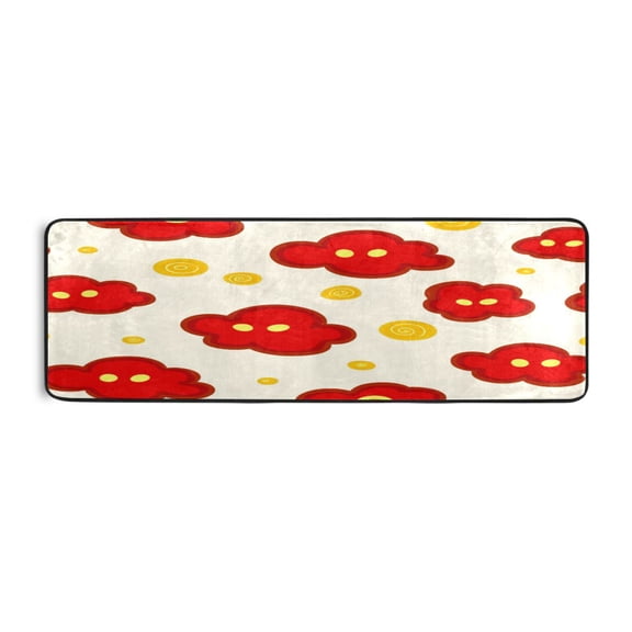 Cute Red Clouds 72x24" Runner Rug, Non-Slip Memory Foam Cushion, Anti-Crease for Hallways and Bedrooms