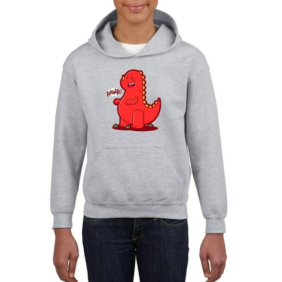 Cute Red Dinosaur Rawr Hoodie Juniors -Image by Shutterstock, Large