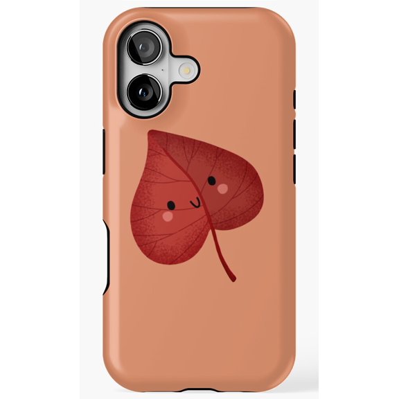 Cute Red Fall Leaf Single Foliage Graphic Phone Case for iPhone 11 12 13 14 15 16 17 Pro Max