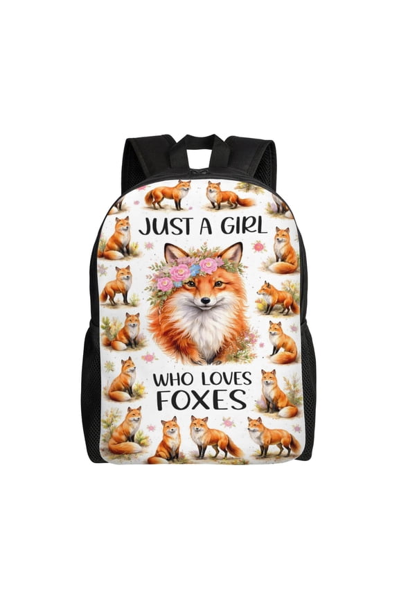 Cute Red Fox Pattern Backpack Large Capacity Laptop Bag for Men and Women