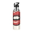 thumbnail image 1 of Cute Red Lip Prints Sports Bottle with Straw Stainless Steel Water Jug Portable Thermal Cup Leak-proof 600ML, 1 of 9
