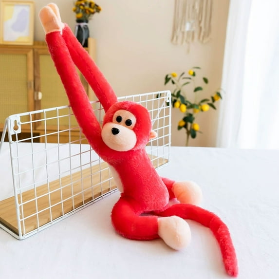 Cute Red Long Arm Monkey Plush Toy - Stuffed Animal with Sound, Hanging Decor for Kids Room, Gift for Children,Birthday