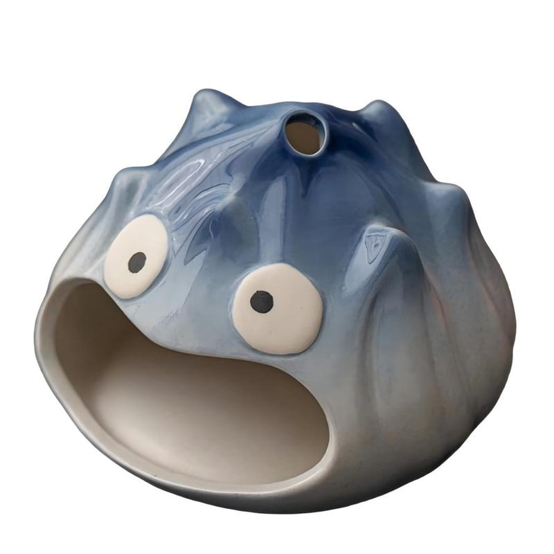 Cute Red Monster Palo Santo Holder Incense Burner - Ceramic Cartoon Holder for Holy Wood Sticks/Cones | Fun Decor for Energy Cleansing, Meditation, Bedroom & Desk (Gradient Blue-Orange Glaze)