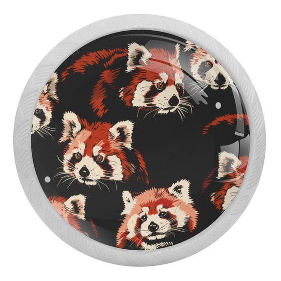 Cute Red Panda Animal Crystal Glass Drawer Knob Pull Ergonomic 30mm Circle Glowing Furniture Cabinet Handle for Kitchen Dresser Cupboard Wardrobe