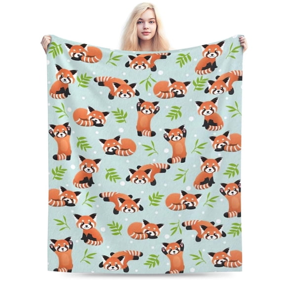Cute Red Panda Blanket Bedding Flannel Throw Blankets 50x40