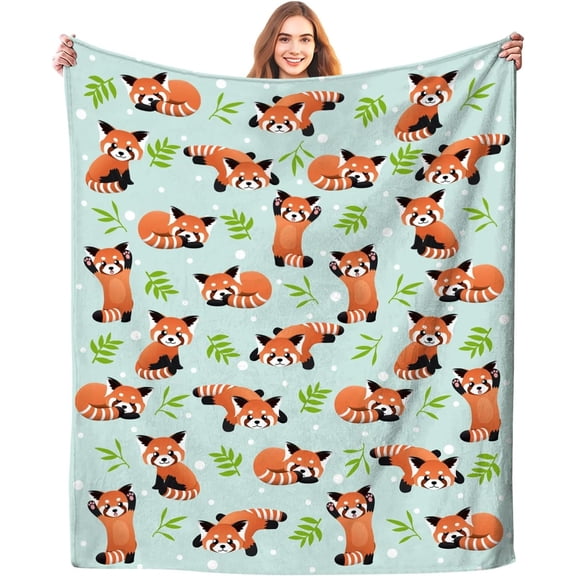 Cute Red Panda Blanket, Cozy Animal Throw Blanket for Bedroom or Living Room Decor
