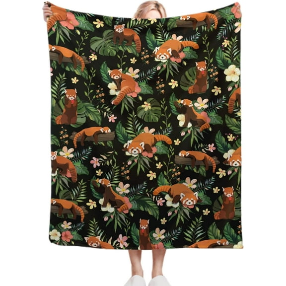 Cute Red Panda Blanket Gift for Girls Boys Kids Forest Animals Lovers Super Soft Flannel Throw Blanket for Sofa Couch Bed Travel Plush Warm Cozy Home Decor for All Seasons,50 x 60 Inchfor KidsBaby