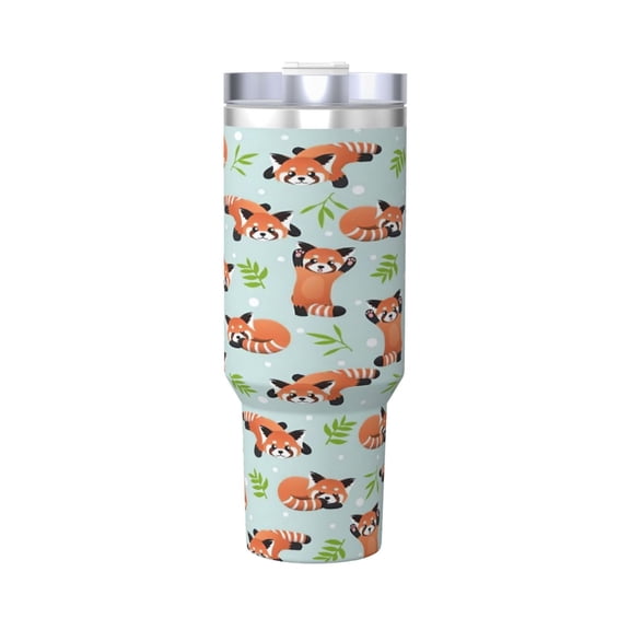 Cute Red Panda Cup Insulated Tumbler Stainless Steel Vacuum Travel Mug 40 oz with Handle and Straw Lid