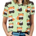 thumbnail image 1 of Cute Red Panda Pattern-3 Women's Short Sleeve Tops Casual Blouses T Shirt, 1 of 7