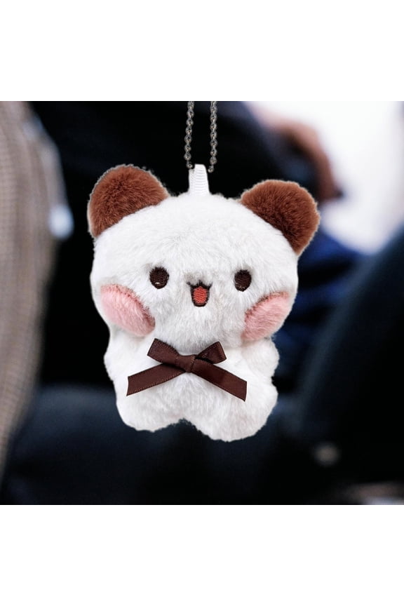 Cute Red Panda Plush Keychain Backpack, Adorable Animal Couple Keychain - Soft Hanging Ornament for Backpack Bag Key Decoration, (3x1x4 Inch,White）