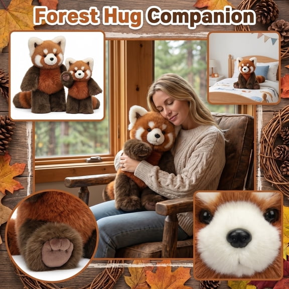 Cute Red Panda Plush Toy, Weighted Stuffed Animals, Red Panda Plush Animals Collection, Handmade Like Real, Large Size Stuffed Animals