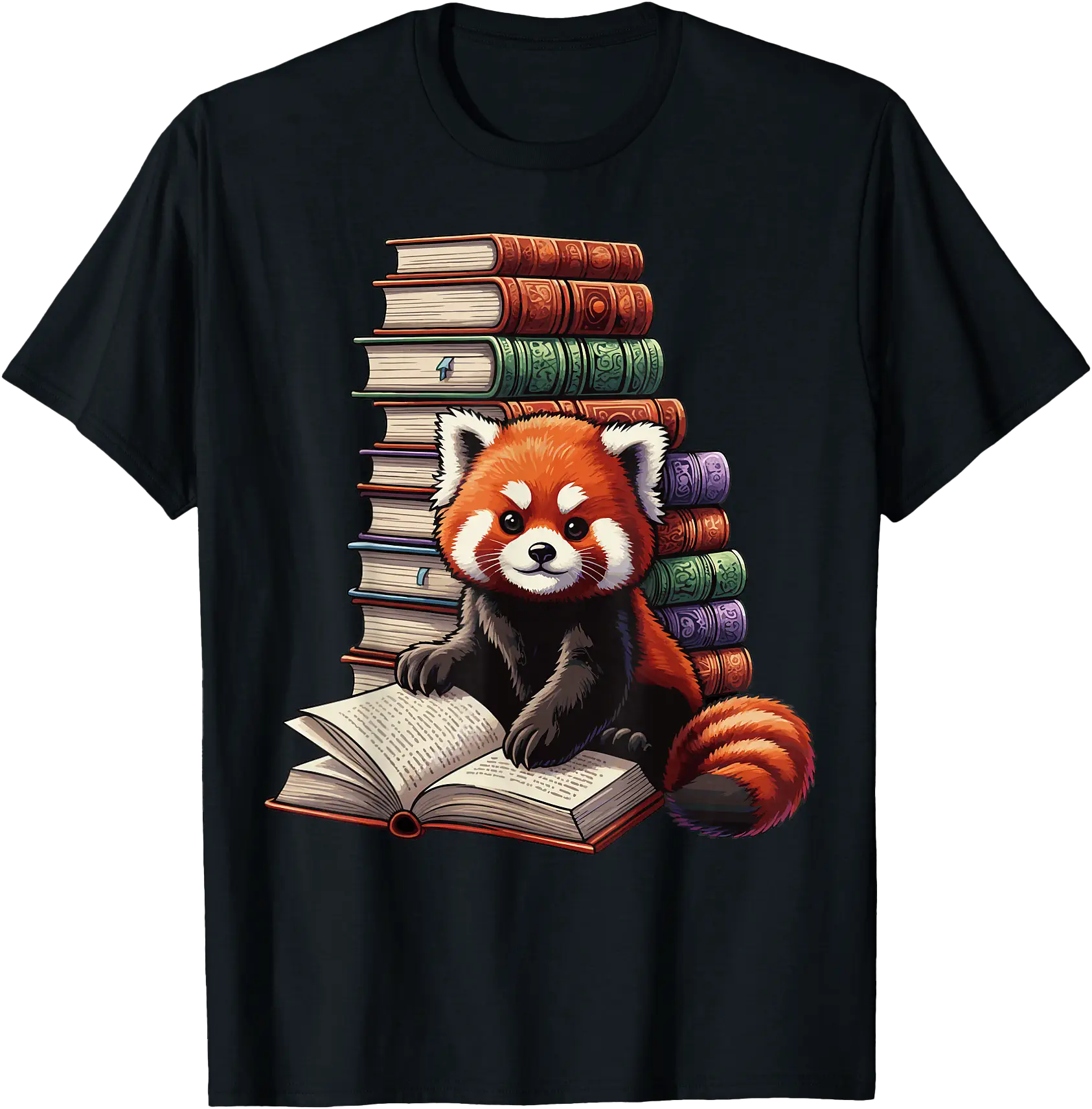 Cute Red Panda Reading Book T-Shirt for Book Lovers and Animal ...