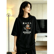 Cute Red Panda Skateboard Vintage Grunge Y2K Graphic Crewneck Cotton Unisex Tee Shirt