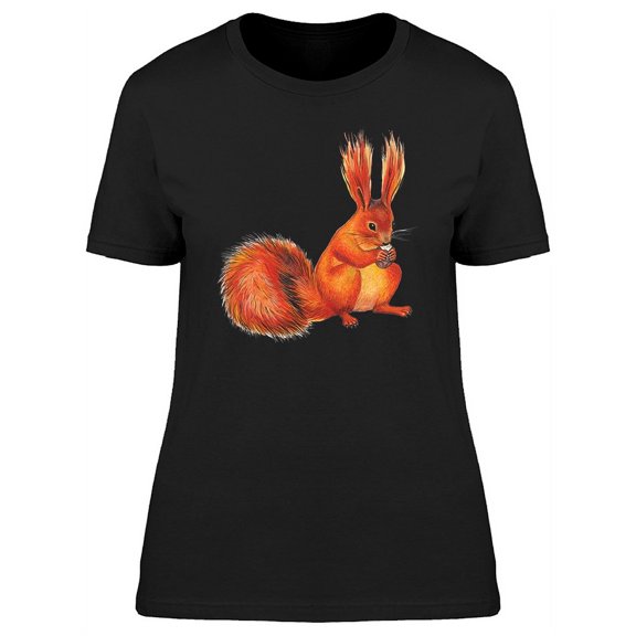 Cute Red Squirrel Eating T-Shirt Women -Image by Shutterstock, Female x-Large