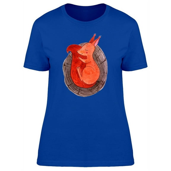 Cute Red Squirrel, Sleeping T-Shirt Women -Image by Shutterstock, Female XX-Large