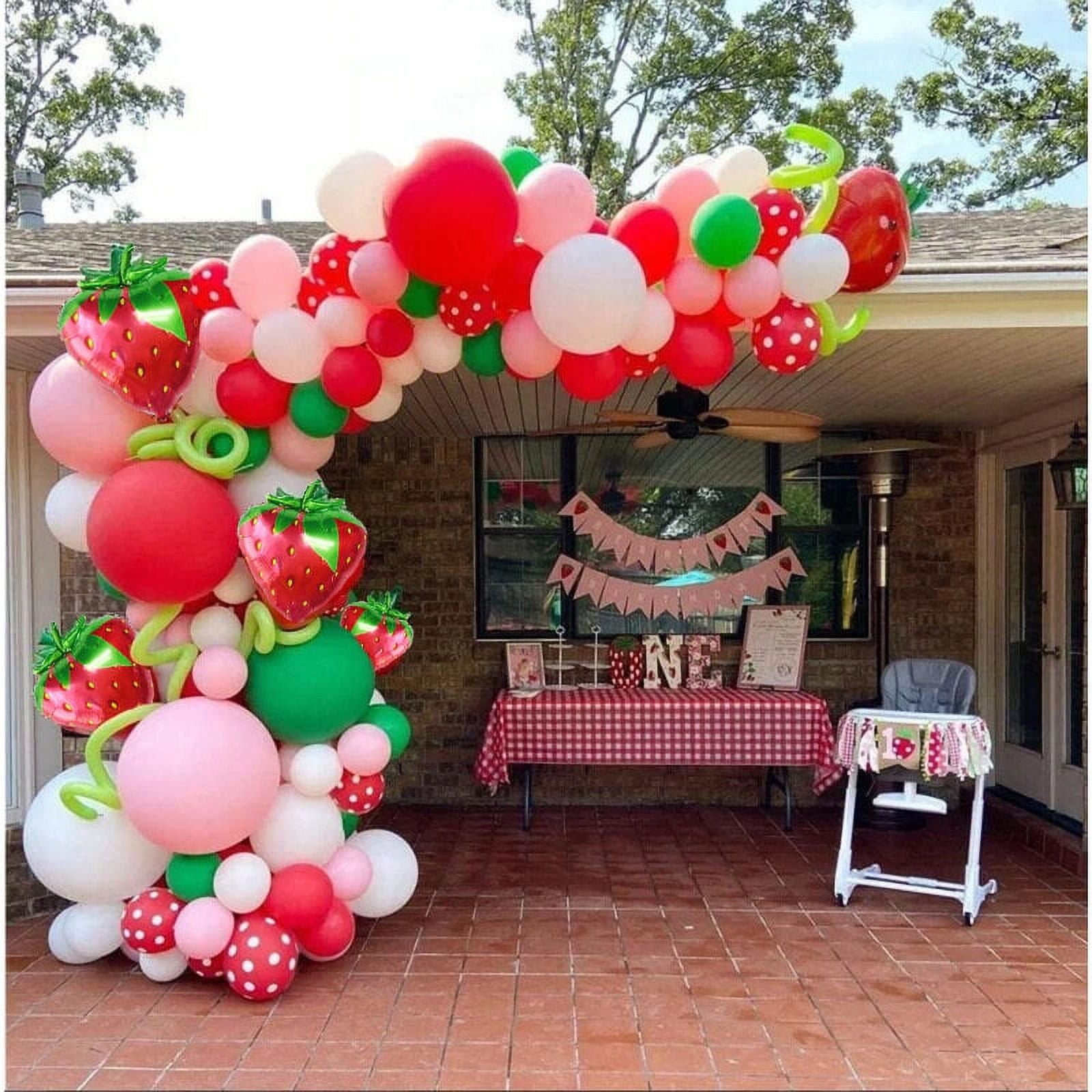 Red & White Checkered Strawberry Arch Backdrop Cover - Stretchy Fabric For Party Decor (48"x85")