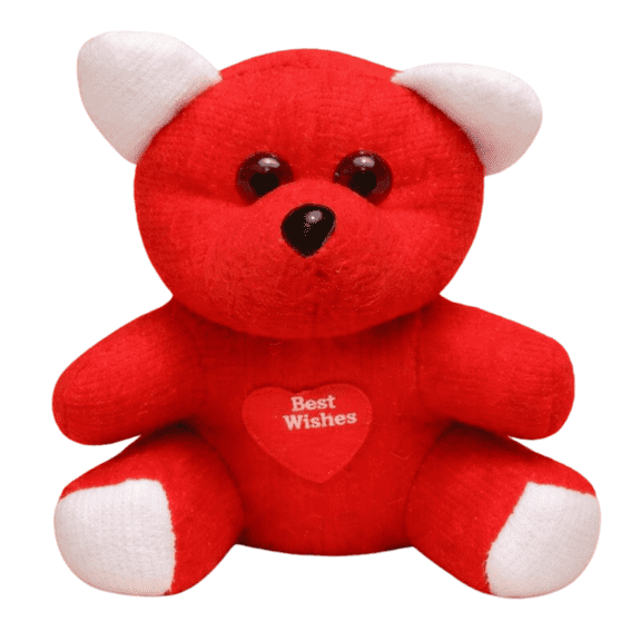 Cute Red Teddy Bear Plush Soft Toy with Best Wishes Heart Gift Valentine Birthday Home Decor