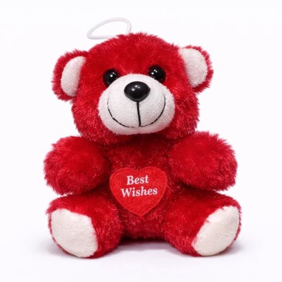 Cute Red Teddy Bear Plush Soft Toy with Best Wishes Heart Hanging Gift Birthday Valentine Decoration