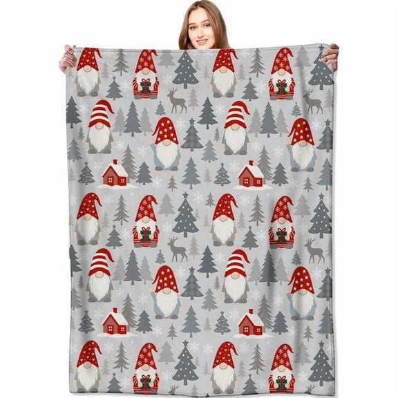 Cute Reindeer Blanket Christmas Holiday Decor Red Xmas Throw Gifts for Kids Girls Boys Lightweight Soft Fleece Snowflakes and Pine Tree Blankets for Bed Couch Winter Decoration