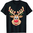 Cute Reindeer Christmas Lights Reindeer Head TShirt