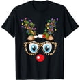 thumbnail image 1 of Cute Reindeer Face Glasses Merry Christmas Family Pajama Kid T-Shirt, 1 of 3
