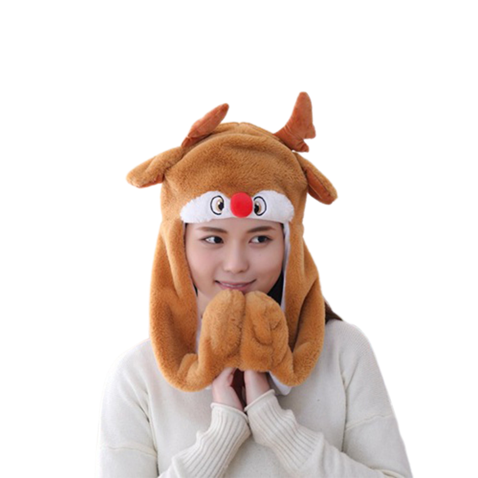 Cute Reindeer Hat Novelty Ears Moving Animal Hat with LED Lights