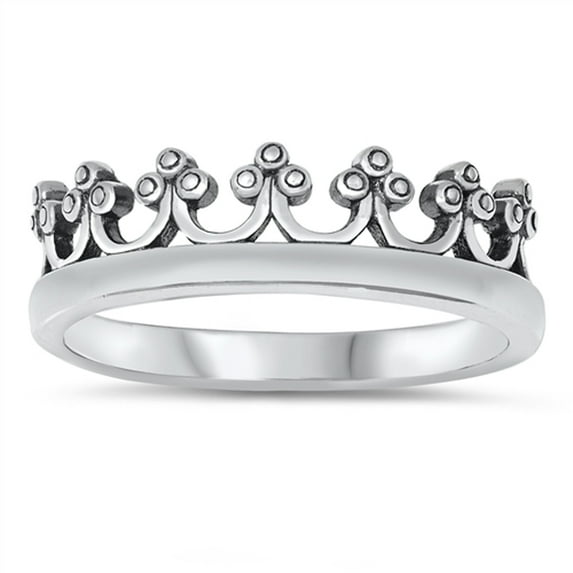 Cute Repeating Crown Pattern High Polish Sterling Silver Band 925 Jewelry Female Male Unisex Size 6
