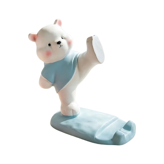 Cute Resin Bear Phone Stand with Movable Joints for Desk Decoration - Perfect for Home Offices and Vlogging