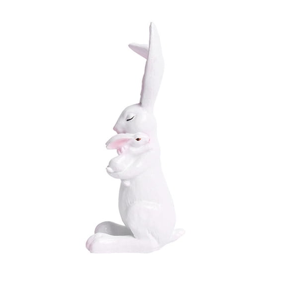 Cute Resin Easter Bunny Figurines - Medium White Rabbit Statues with Carrot Decor for Indoor Tabletop, Holiday Centerpieces, Spring Home Decor & Easter Gifts
