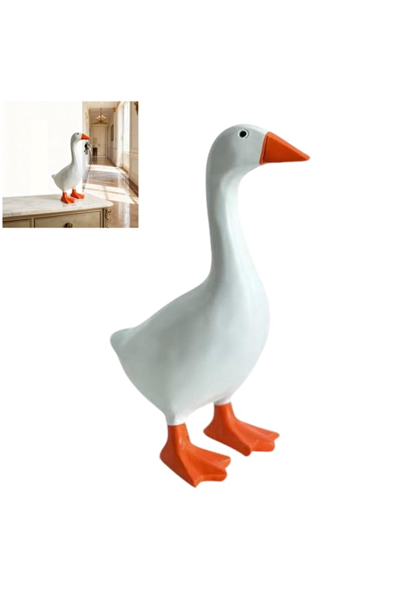 Cute Resin Goose Statue Key Holder, Funny White Goose Figurine Desktop Ornament, Decorative Keychain for Home Bedroom Table Decor, Creative Housewarming Gift white