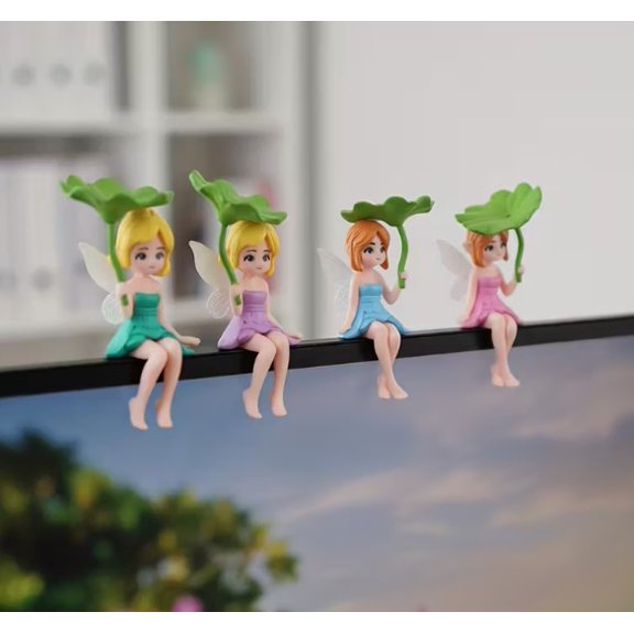 Cute Resin Lotus Leaf Elf Girl Ornament for Car Center Console Dashboard Desktop Shelf Decor Compatible with Home Office Fantasy Collection