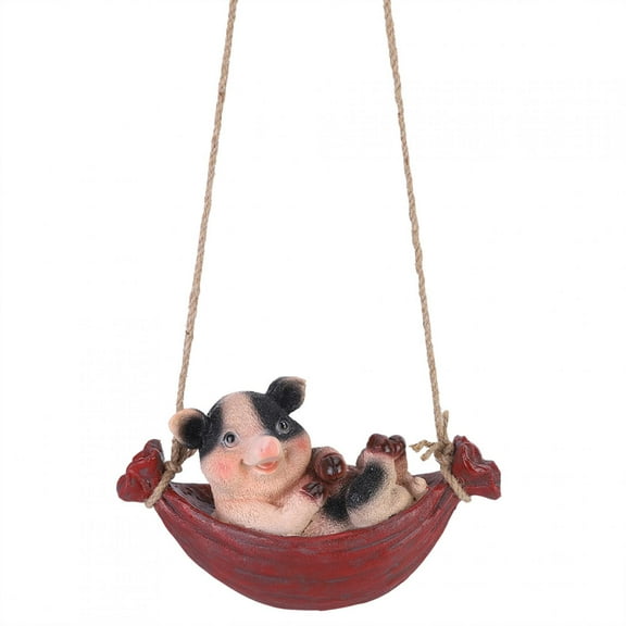 Cute Resin Pig Animal Statue Tree Hanging Decor Outdoor Ornament For Park Garden Yard