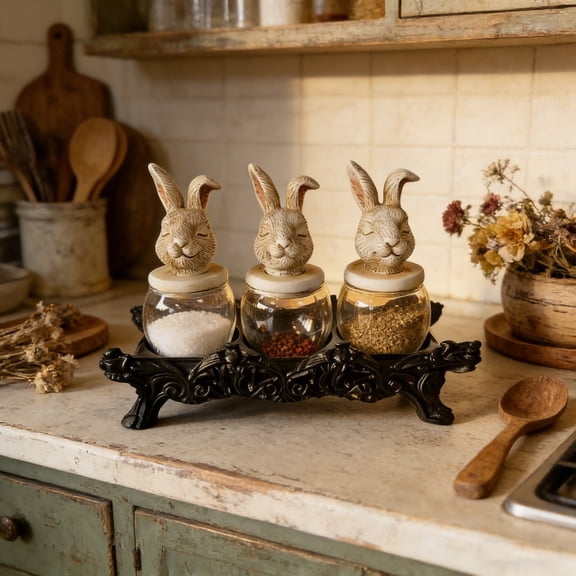 Cute Resin Seasoning Jar with Rabbit Shape Animal Design Kitchen Spice Container for Salt,Pepper,Sugar,Spices,Herbs Storage Jar Household Practical Decorative Kitchenwar