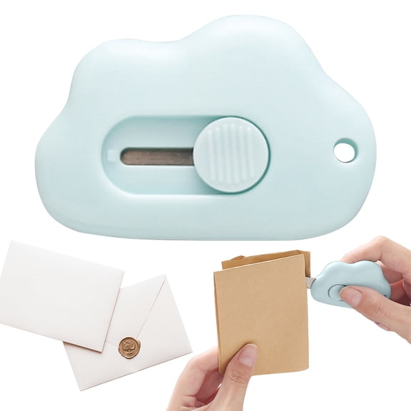 Cute Retractable Box Cutters - Cloud Shaped Mini Art Cutter Utility Knife Office School Stationery for Cutting Envelopes Letter Paper Cutting DIY Crafts (1Pc,Blue)