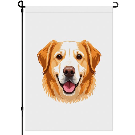 Cute Retriever Garden Flag for Outdoor for Backyard Patio Yard Garden House, Golden Retriever Decor Outdoor Garden Flag, 28x40 Inches, Golden Retriever Happy Smile Puppy Stickers House Flag