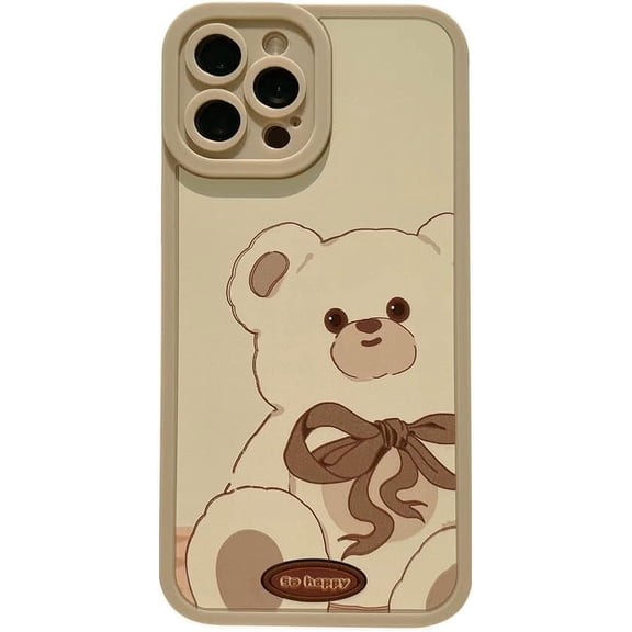 Cute Retro Bear Bow Soft Phone Case Compatible with iPhone Case (Gray,iPhone 11)