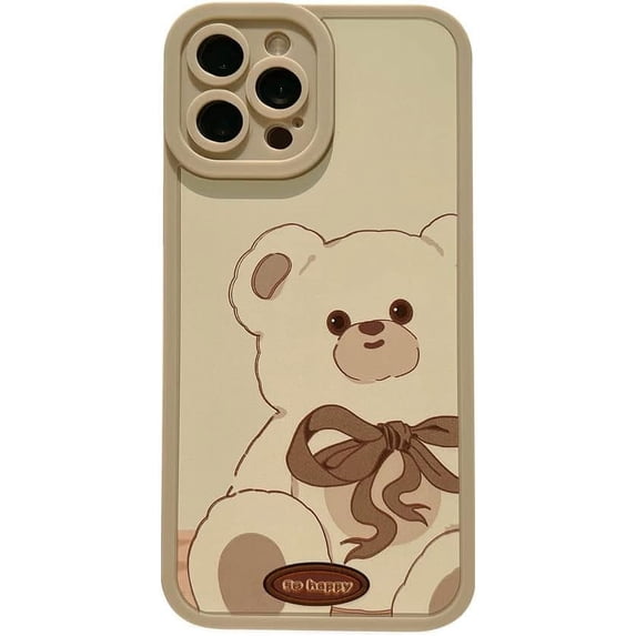 Cute Retro Bear Bow Soft Phone Case Compatible with iPhone Case (Gray,iPhone 14 Pro Max)