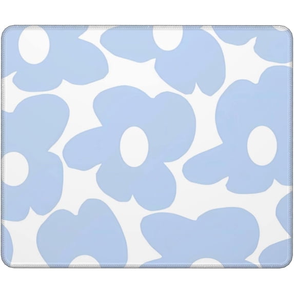 Cute Retro Blue Floral Mouse Pad Aesthetic Desk Accessories, NonSlip Rubber Base, Square Office Computer Mousepad, Perfect for Wireless Mouse, Home Office Decor, 9.5x7.9 Inch