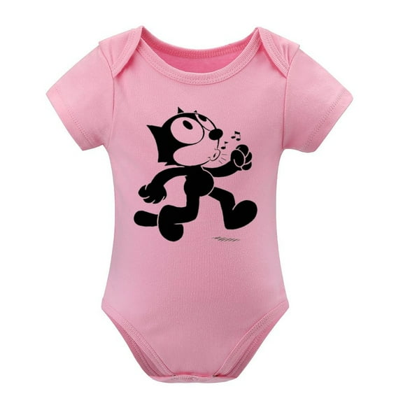 Cute Retro Cat Baby Bodysuit – Vintage Style One-Piece Romper for Baby Boy Or Girl Shower Gift Pink-style 6months