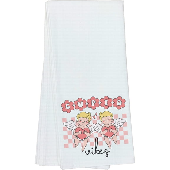 Cute Retro Cupid Vibes, Valentine's Day Gift, Dish Towel, 16 x 25 IN